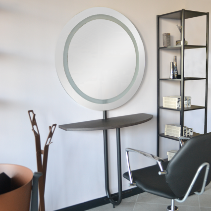 Makeup console without LED lighting, with shelf