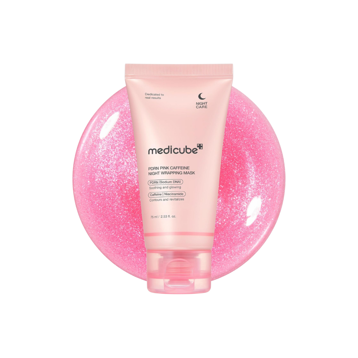 MEDICUBE PDRN PINK CAFFEINE NIGHT WRAPPING MASK night face mask enriched with caffeine, 75 ml