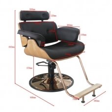Professional hairdresser's chair with footrest and wooden elements GABBIAN FLORENCE, black color