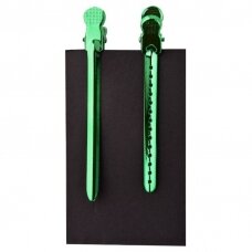 Metal hair clips, green color, 1 pc.