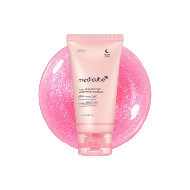 MEDICUBE PDRN PINK CAFFEINE NIGHT WRAPPING MASK night face mask enriched with caffeine, 75 ml MEDICUBE PDRN PINK CAFFEINE NIGHT WRAPPING MASK night face mask enriched with caffeine, 75 ml