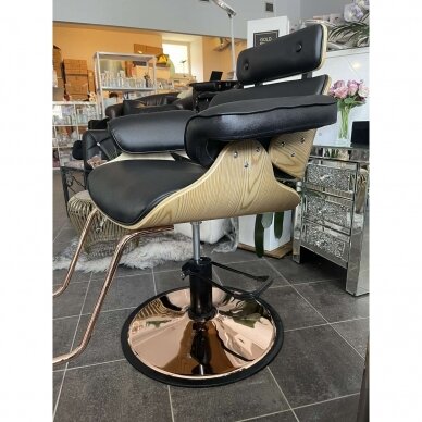 Professional hairdresser's chair with footrest and wooden elements GABBIAN FLORENCE, black color 6 Professional hairdresser's chair with footrest and wooden elements GABBIAN FLORENCE, black color 6