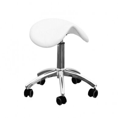 Professional master chair - saddle for cosmetologists AM-302, white color