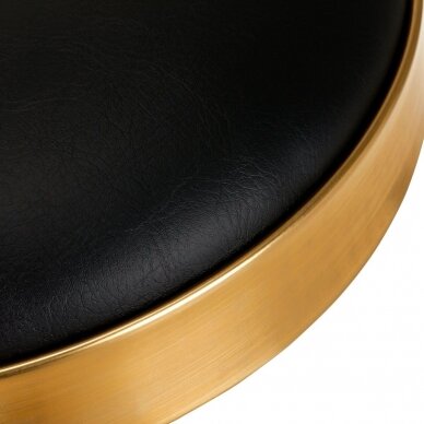 Profesionali meistro kėdutė kosmetologams bei grožio salonams H7, juodos spalvos sėdynė su auksinės spalvos pakoju 1