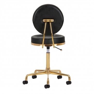 Profesionali meistro kėdutė kosmetologams bei grožio salonams H5, juodos spalvos sėdynė su auksinės spalvos pakoju 2