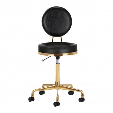 Profesionali meistro kėdutė kosmetologams bei grožio salonams H5, juodos spalvos sėdynė su auksinės spalvos pakoju 3