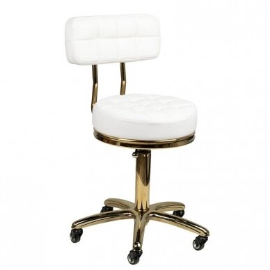 Профессиональное кресло-табурет для мастера красоты GOLD AM-961, белого цвета