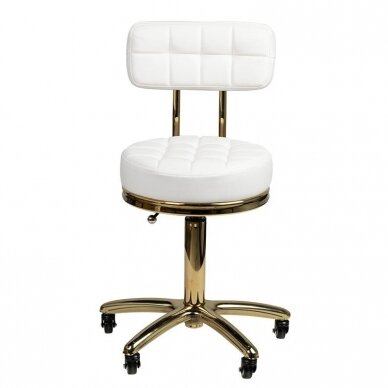 Профессиональное кресло-табурет для мастера красоты GOLD AM-961, белого цвета 1