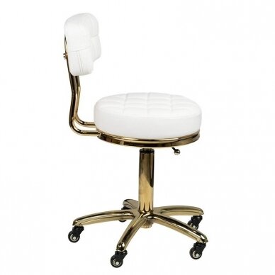 Профессиональное кресло-табурет для мастера красоты GOLD AM-961, белого цвета 2