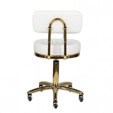 Профессиональное кресло-табурет для мастера красоты GOLD AM-961, белого цвета 3