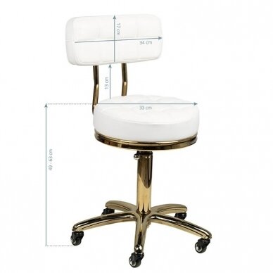 Профессиональное кресло-табурет для мастера красоты GOLD AM-961, белого цвета 4