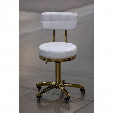 Профессиональное кресло-табурет для мастера красоты GOLD AM-961, белого цвета 5