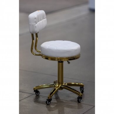 Профессиональное кресло-табурет для мастера красоты GOLD AM-961, белого цвета 6