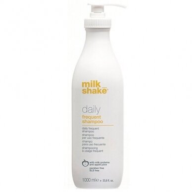 MILK SHAKE DAILY SHAMPOO plaukų šampūnas kasdieniam naudojimui su pieno proteinais bei obuolių sultimis, 1000 ml.