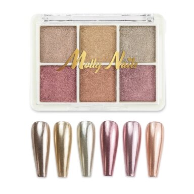 Палитра пудры для ногтей с зеркальным эффектом Molly Nails № 3 Палитра пудры для ногтей с зеркальным эффектом Molly Nails № 3