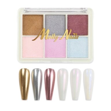 Палитра пудры для ногтей с зеркальным эффектом Molly Nails № 1 Палитра пудры для ногтей с зеркальным эффектом Molly Nails № 1