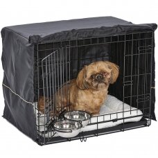 Dog cage with bed, cover and 2 bowls, size S, 62x46x48cm
