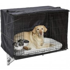 Dog cage with bed, cover and 2 bowls, size XL, 108x73x77cm