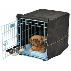 Dog cage with bed, cover and 2 bowls, size S, 61x46x48 cm, blue color