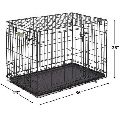 Dog cage with bed, cover and 2 bowls, size L, 93x60x63cm 2