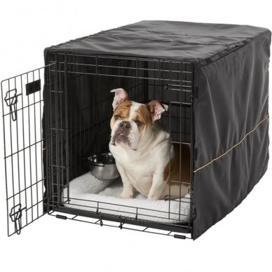 Dog cage with bed, cover and 2 bowls, size L, 93x60x63cm 3