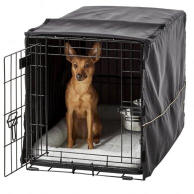 Клетка для собаки с кроватью, крышкой и 2 мисками, размер M, 77x49x55см 3