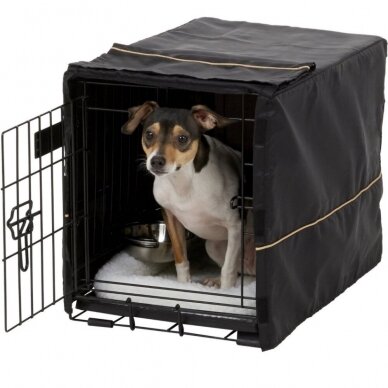Клетка для собаки с кроватью, крышкой и 2 мисками, размер S, 62x46x48см 3