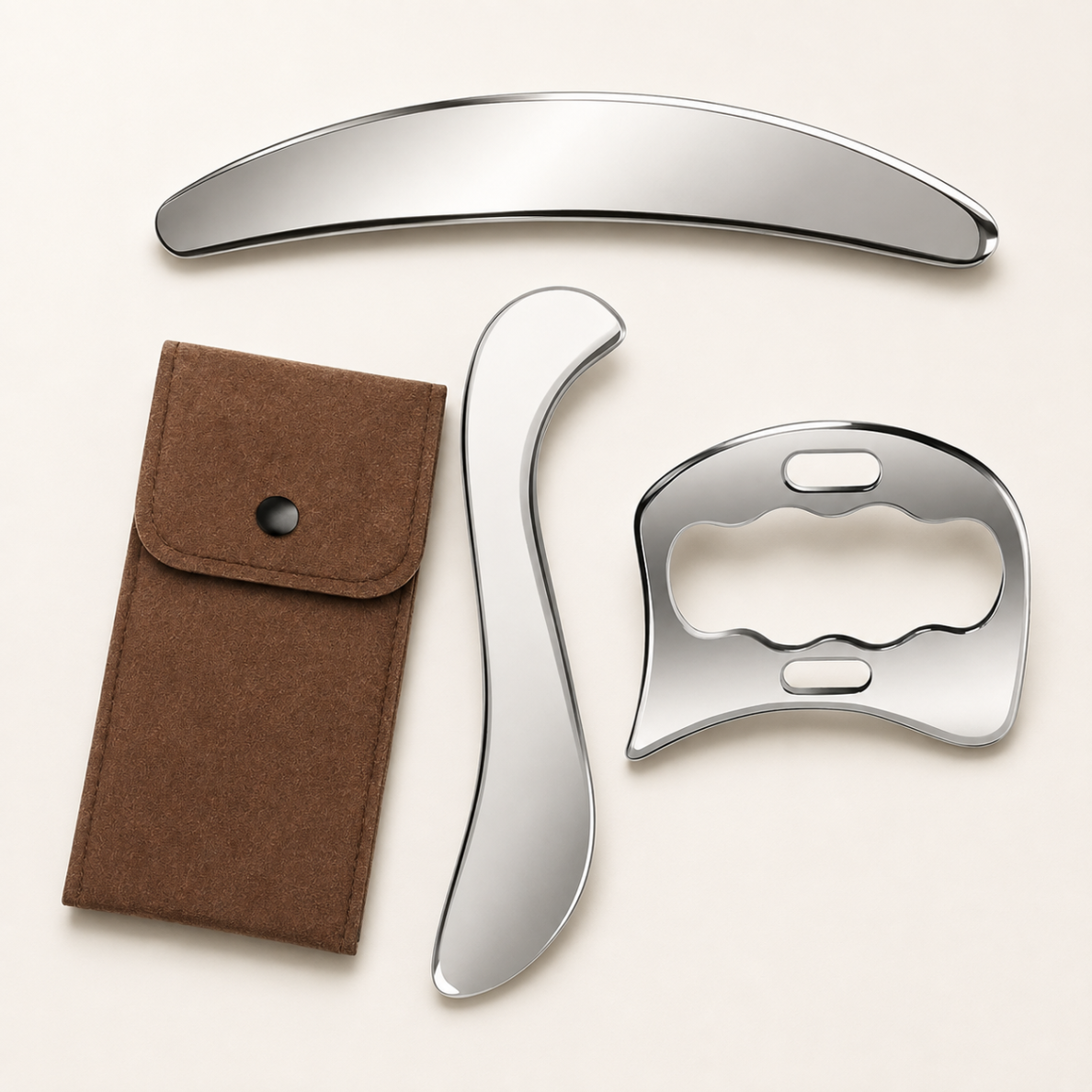 Stainless steel body massager set, 3 pcs.