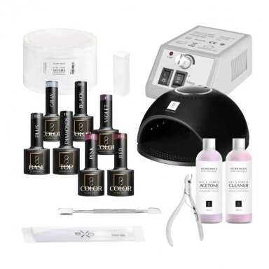 OCHO NAILS 3 gel polish set with UV nail lamp and nail drill OCHO NAILS 3 gel polish set with UV nail lamp and nail drill
