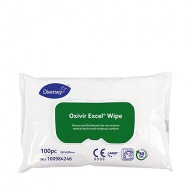 Салфетки OXIVIR EXCEL WIPES широкого спектра действия для очистки и дезинфекции неинвазивных медицинских приборов и непористых твердых поверхностей, 100 шт.