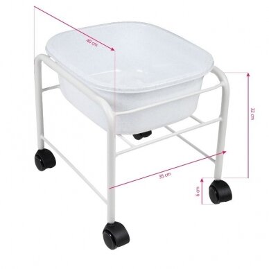 Professional pedicure bath with steel foot for podological work SIMPLE, white color 3