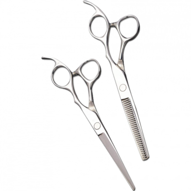 Hair cutting and filing scissors with fixed finger ring ERGONOMIC 6, for left-handers Hair cutting and filing scissors with fixed finger ring ERGONOMIC 6, for left-handers