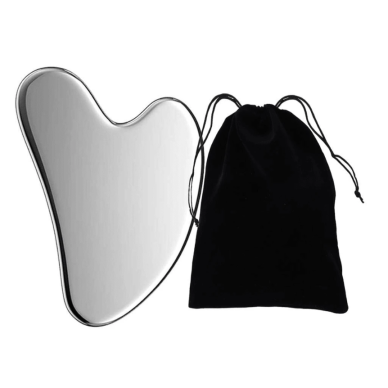 Стальной массажер для лица GUA SHA SILVER с сумкой, 1 шт. Стальной массажер для лица GUA SHA SILVER с сумкой, 1 шт.
