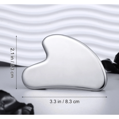 Стальной массажер для лица GUA SHA SILVER с сумкой, 1 шт. 2 Стальной массажер для лица GUA SHA SILVER с сумкой, 1 шт. 2