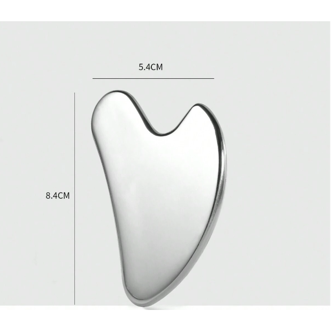 Plieninis veido masažuoklis GUA SHA SILVER LARGE, 1 vnt. 1