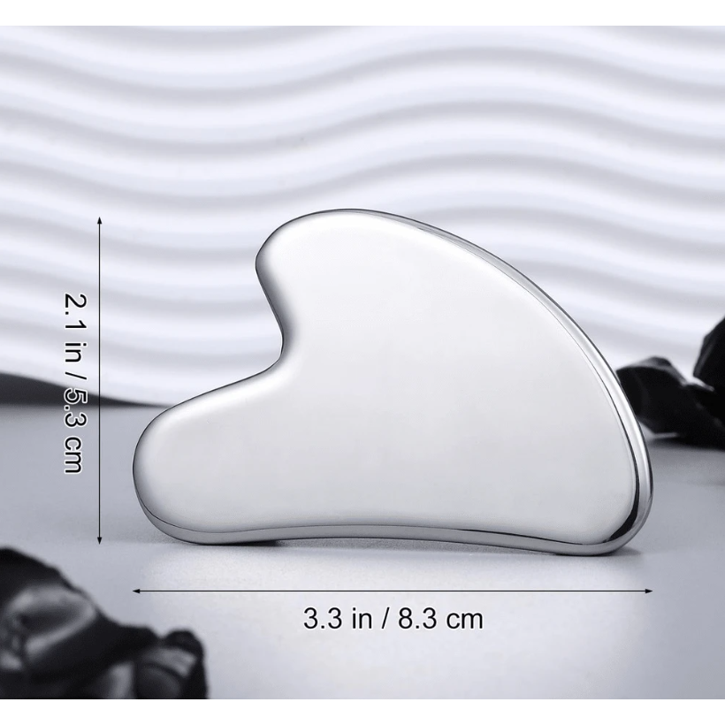 Стальной массажер для лица GUA SHA SILVER с сумкой, 1 шт. 2 Стальной массажер для лица GUA SHA SILVER с сумкой, 1 шт. 2