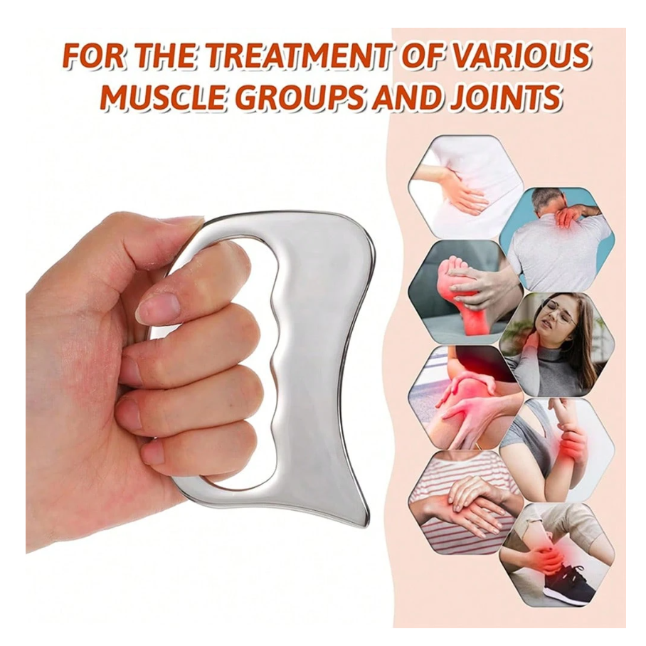 Steel facial massager GUA SHA SILVER, 1 pcs 1 Steel facial massager GUA SHA SILVER, 1 pcs 1