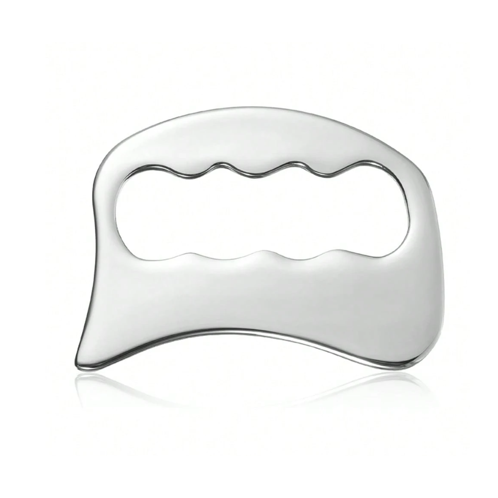 Steel facial massager GUA SHA SILVER, 1 pcs