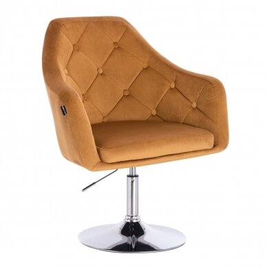Beauty salon chair with a stable base or with wheels HR831CROSS, brown velvet 5