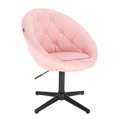 Beauty salon chair with stable base or with wheels HC8516, pink organic leather 6