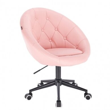 Beauty salon chair with stable base or with wheels HC8516, pink organic leather 7