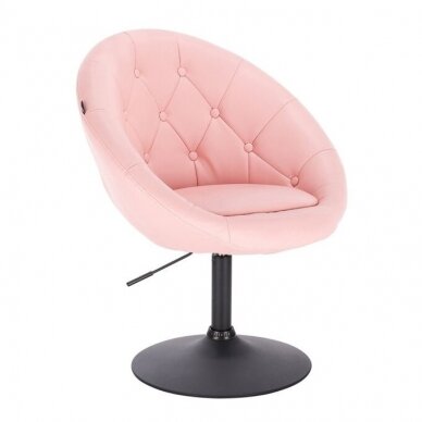 Beauty salon chair with stable base or with wheels HC8516, pink organic leather 8