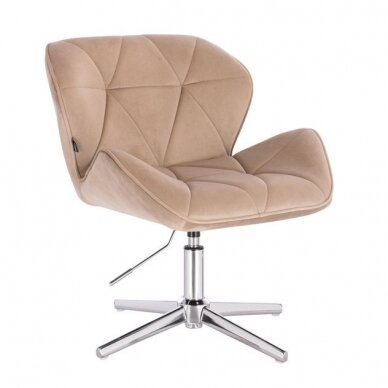 Beauty salon chair with a stable base or with wheels HR111CROSS, cream-colored velvet 6