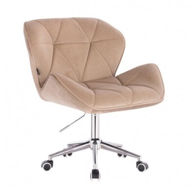Beauty salon chair with a stable base or with wheels HR111CROSS, cream-colored velvet 5