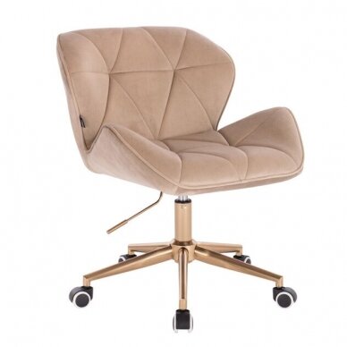 Beauty salon chair with a stable base or with wheels HR111CROSS, cream-colored velvet 3