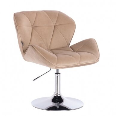 Beauty salon chair with a stable base or with wheels HR111CROSS, cream-colored velvet 4