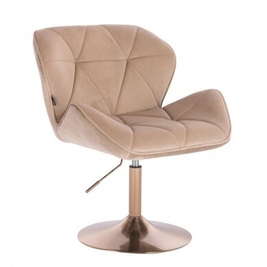 Beauty salon chair with a stable base or with wheels HR111CROSS, cream-colored velvet 2