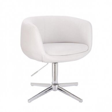 Beauty salon chair with stable base or castors HC333N, white organic leather 6