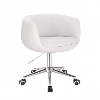 Beauty salon chair with stable base or castors HC333N, white organic leather 8