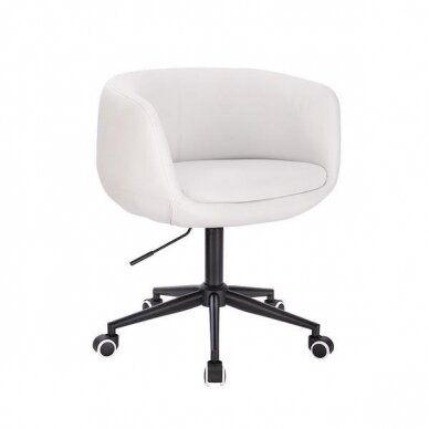 Beauty salon chair with stable base or castors HC333N, white organic leather 9